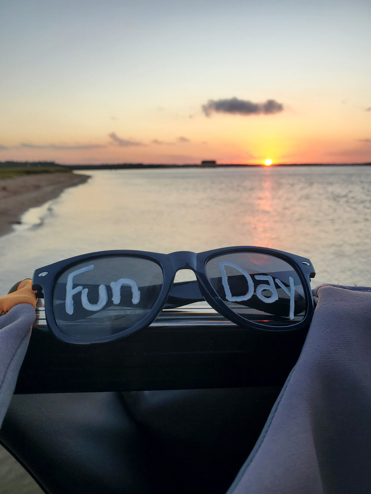 Fun Day sunglasses at sunset